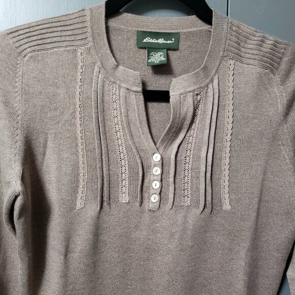 VTG Eddie Bauer 85% Silk Blend Henley Sweater - Picture 1 of 7